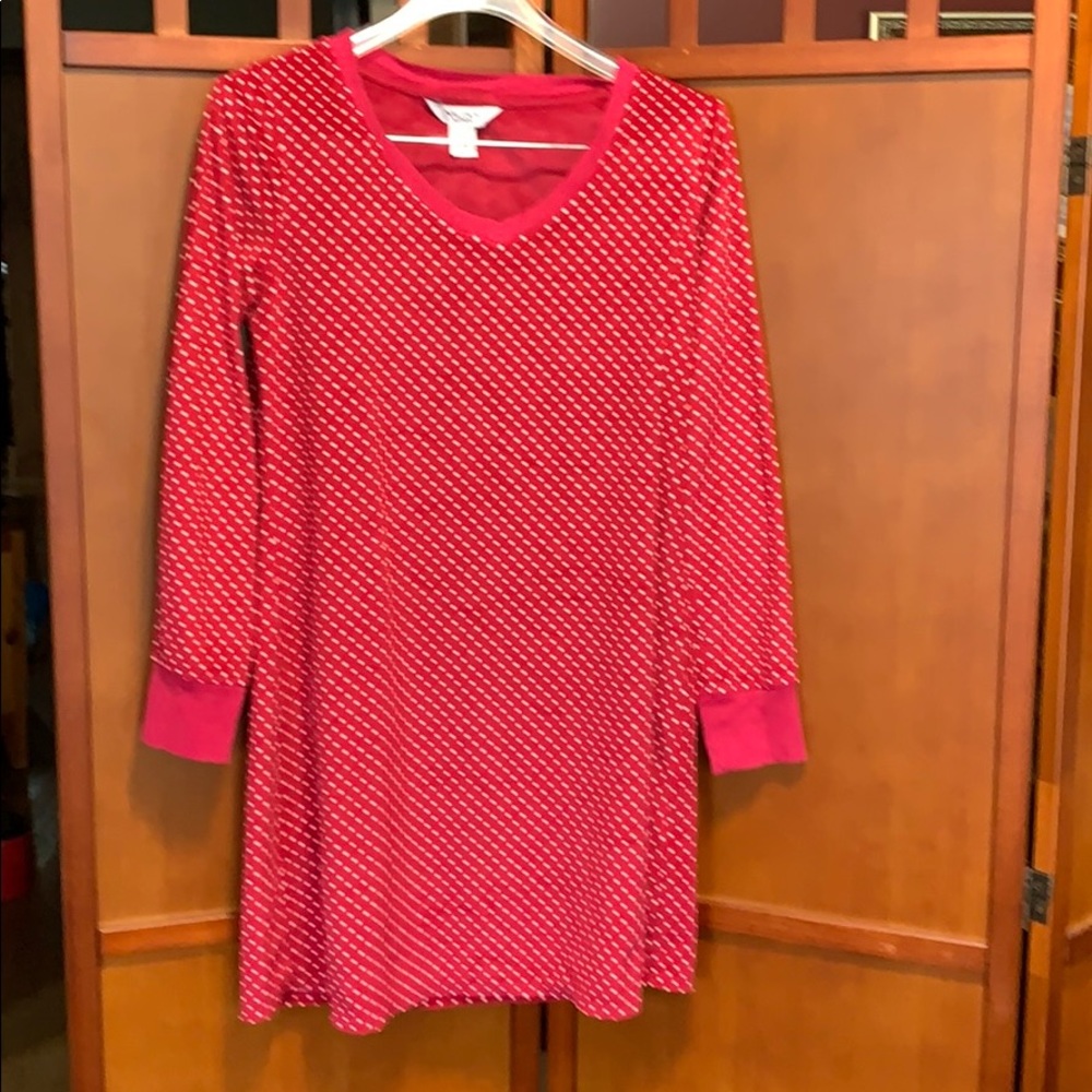 Nautical Nightgown- size M -Velour Fuchsia Color